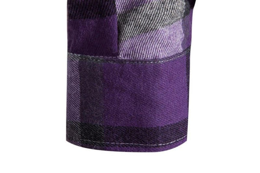 Men's Purple Plaid Flannel Shirt with Hoodie