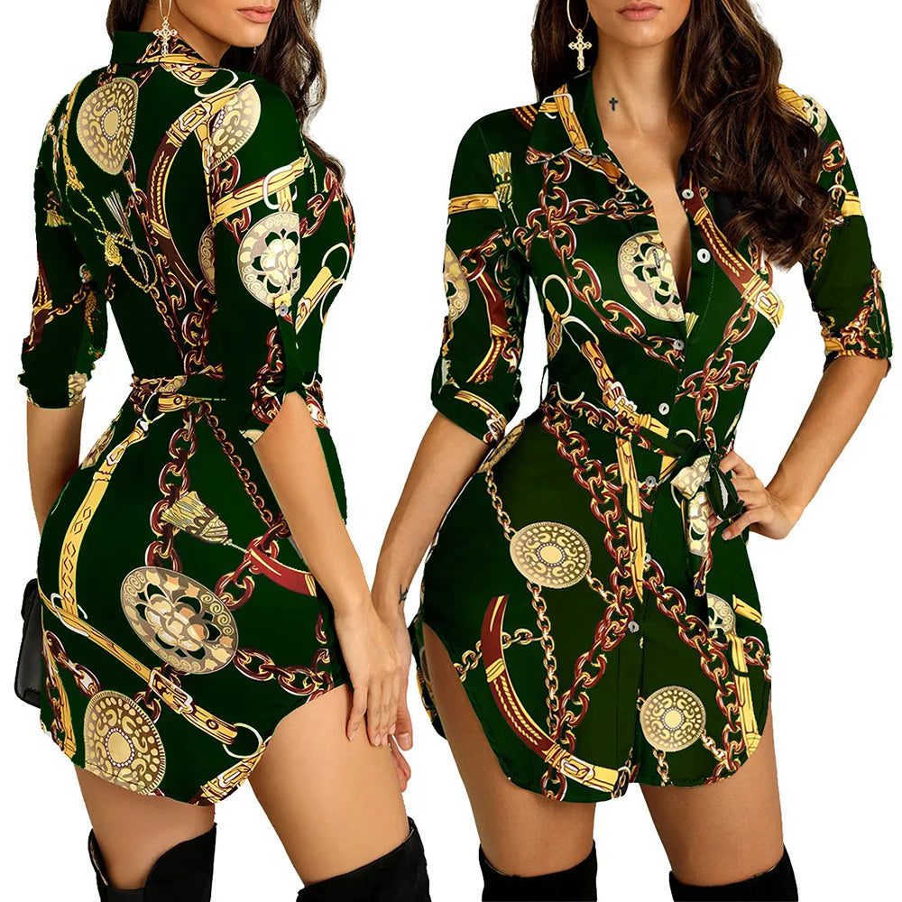 2023 Women's Slim Chain Strap Dress Shirts