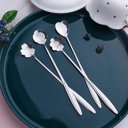 Charming 4pcs Small Flower Teaspoon Set