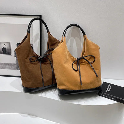 2024 Retro Faux Suede Bucket Shoulder Bag