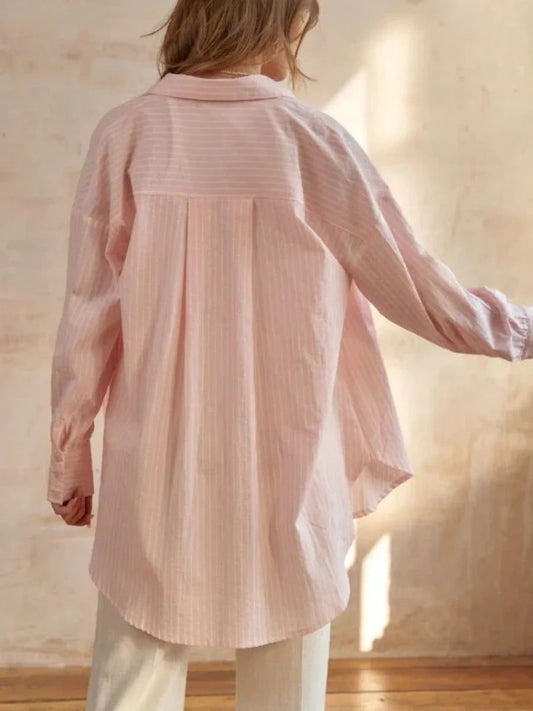 Chic Oversized Striped Cotton T-Shirts for Women