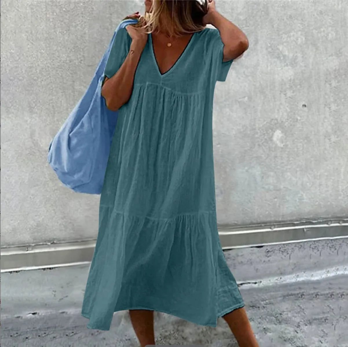 Chic Cotton Linen Midi Dresses for Women