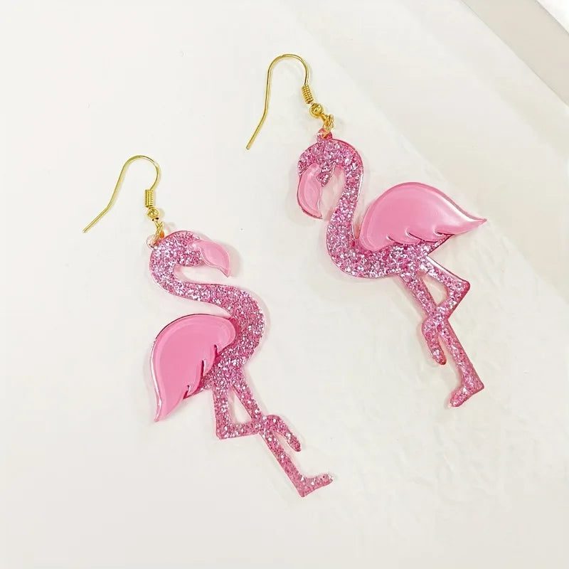 Charming Pink Flamingo Dangle Earrings for Women