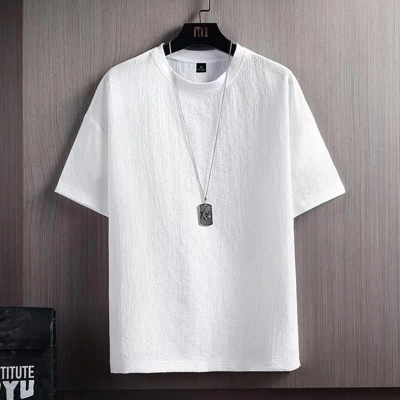 Men's Loose Fit Summer Linen Cotton T-Shirt