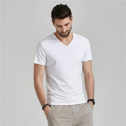 Men's V-Neck T-Shirts: Luxury Ice Silk
