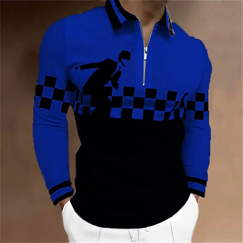 Men's 3D Printed Chess Card Golf Polo