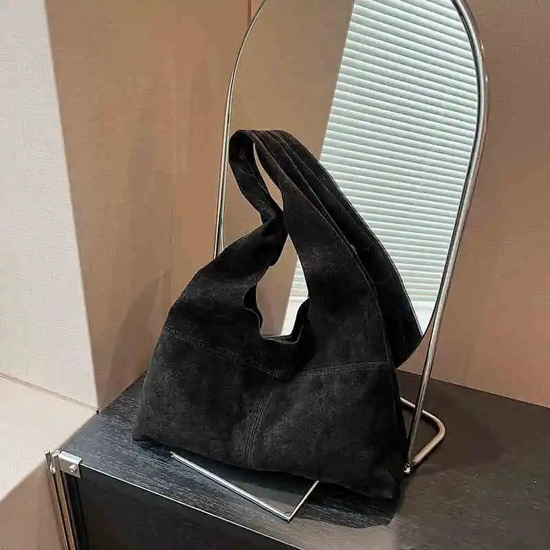 2024 Vintage Brown Faux Suede Shoulder Bag