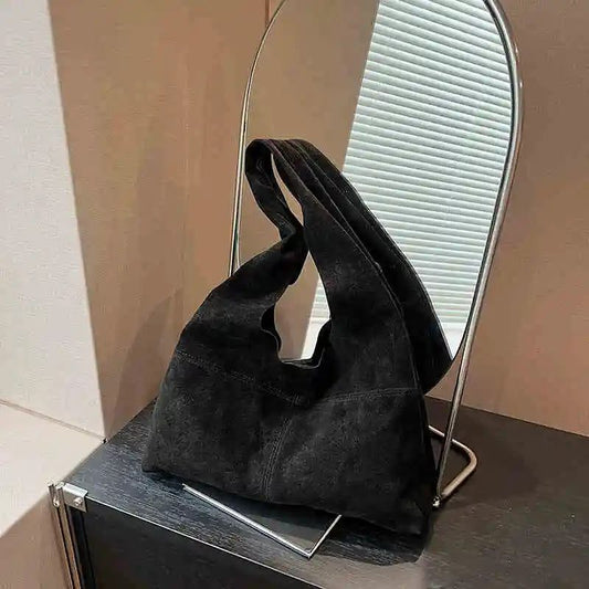 2024 Vintage Brown Faux Suede Shoulder Bag