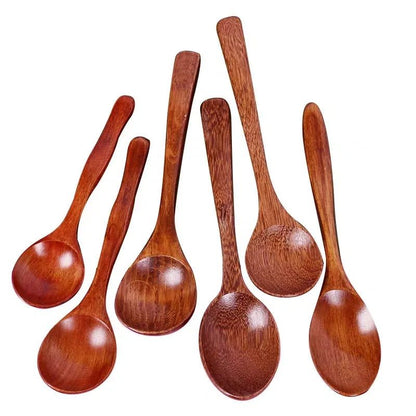 Japanese Wooden Soup Spoons with Long Handle