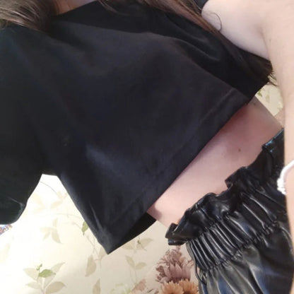 Funny Y2K Black Crop Top for Women