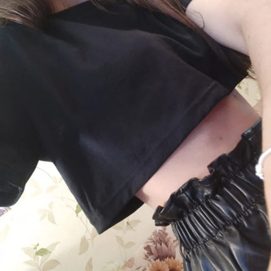 Funny Y2K Black Crop Top for Women