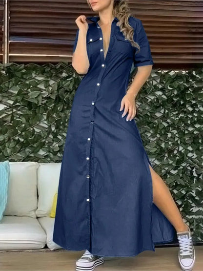 Trendy Casual Denim Shirt Dresses for Women