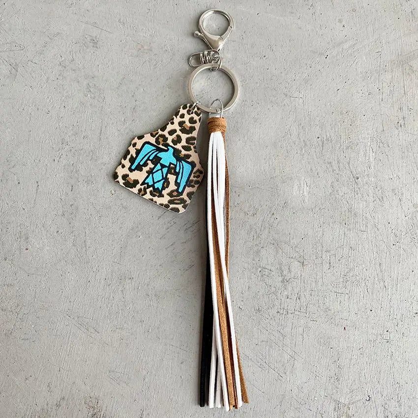 Cow Print Keychain Western Farm Animal Jewelry