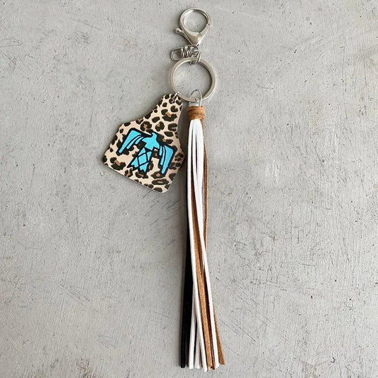 Cow Print Keychain Western Farm Animal Jewelry