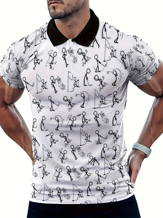 Trendy Men's Stick Man Golf T-Shirt