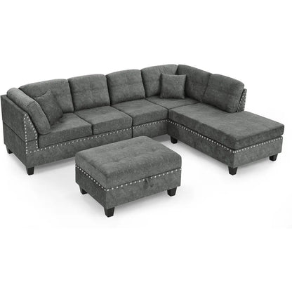 L-Shaped Sectional Sofa Set with Storage