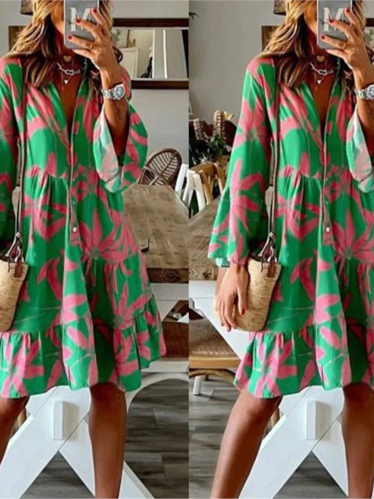 Elegant V-neck Boho Dresses for Women