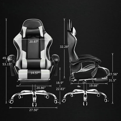 Adjustable Gaming Chair with Footrest and Support