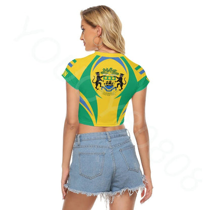 2023 Women's Cropped T-Shirt with Gabon Flag