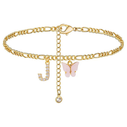 Waterproof Initial Letter Anklets for Women