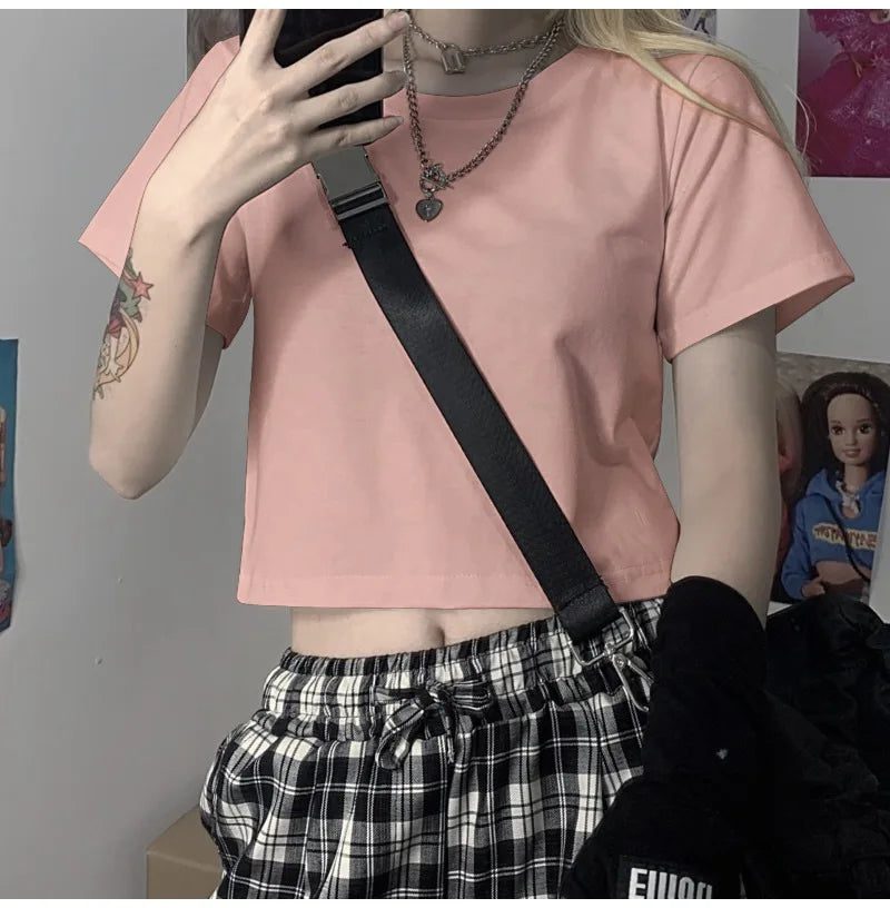9 Colors Women's Cropped T-Shirt for Summer