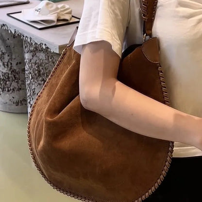 Vintage Faux Suede Women's Tote Shoulder Bag