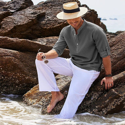 2024 Men's Casual Linen Long Sleeve Shirt