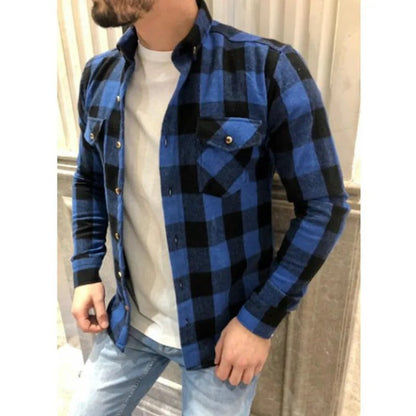 Men's Long-Sleeve Plaid Flannel Shirt M-3XL