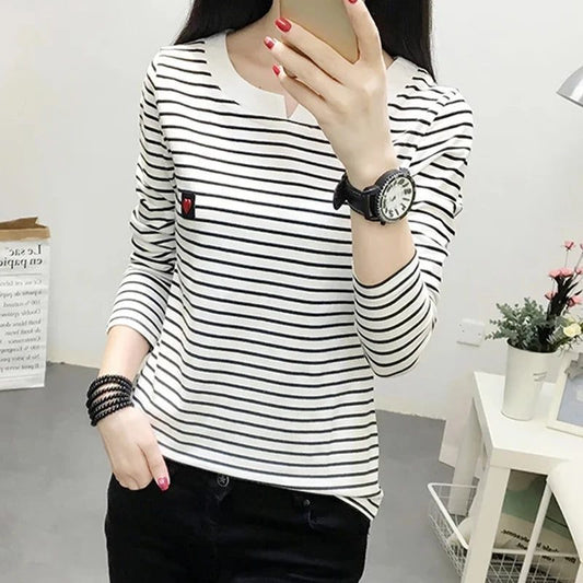 2024 Spring Women's Striped Long Sleeve T-Shirt