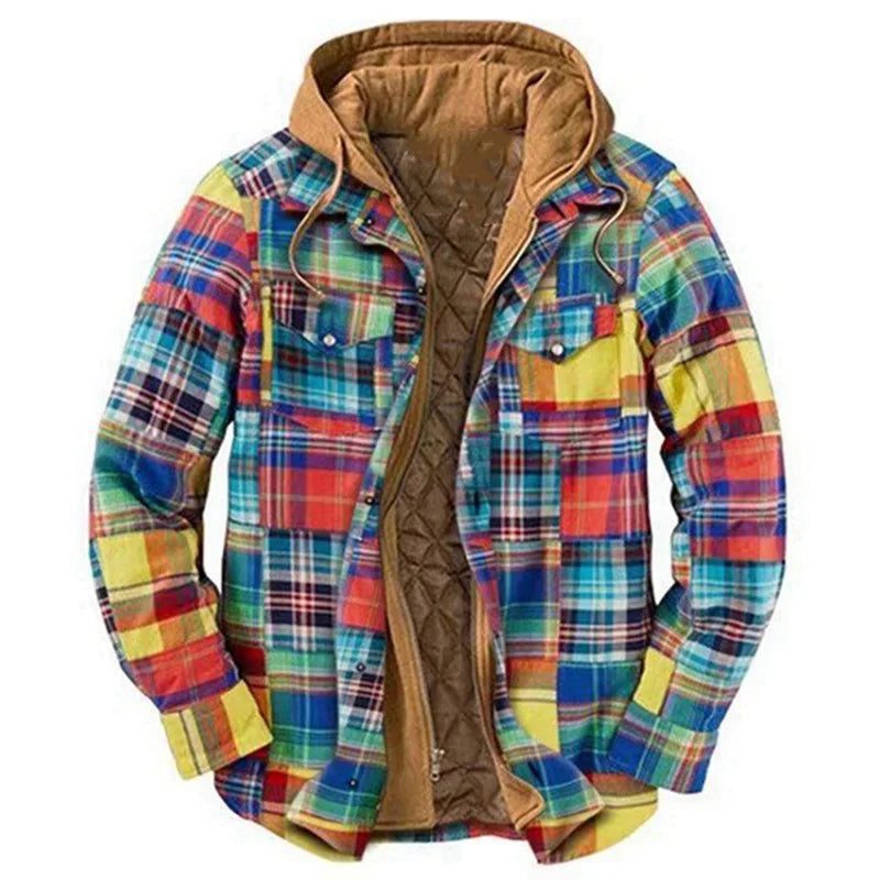 Men's Flannel Shirt Jacket with Hooded Warmth