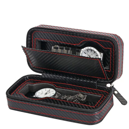 Portable Travel Watch Case with Zipper Storage