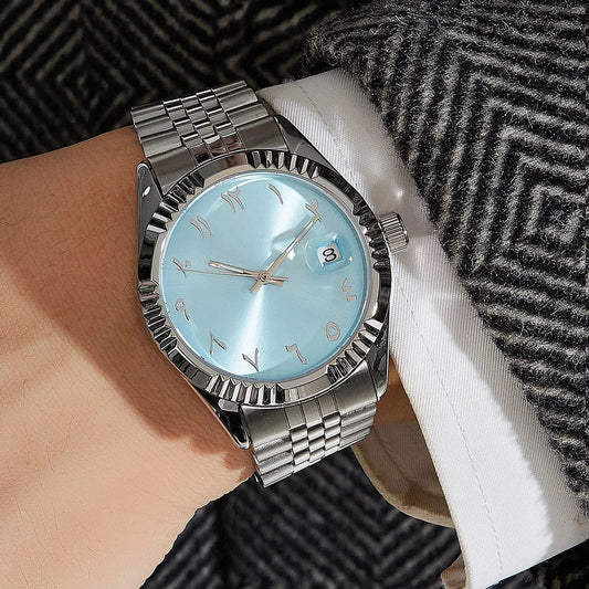 Unisex Baby Blue Mechanical Waterproof Wristwatch