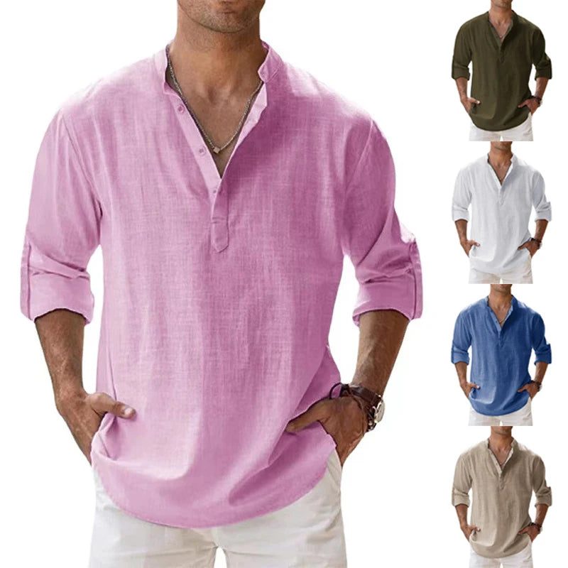 2023 Men's Breathable Linen Long Sleeve Shirt