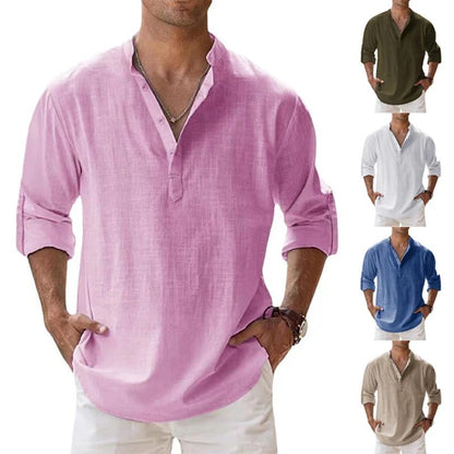 2023 Men's Breathable Linen Long Sleeve Shirt
