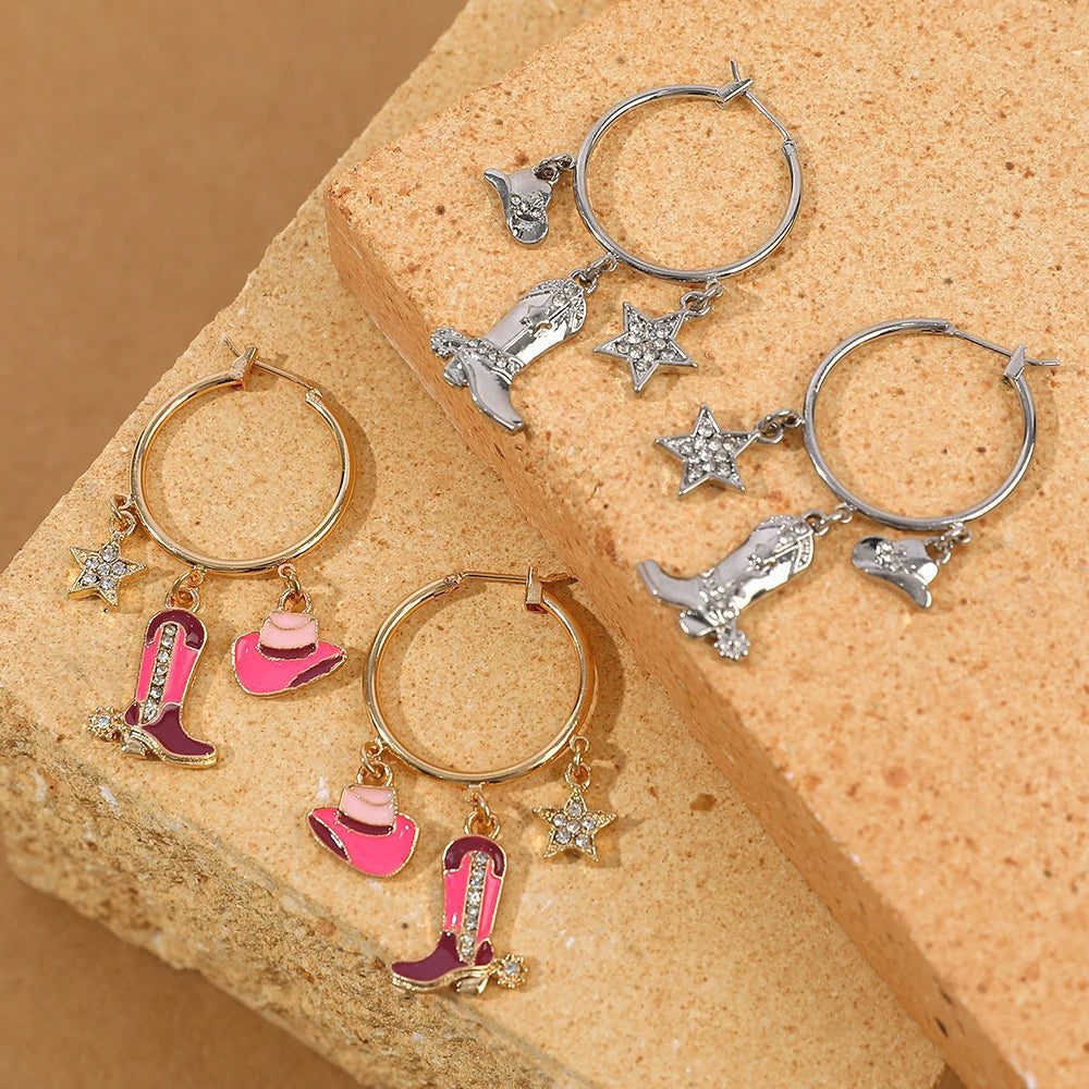 Western Cowboy Hat Boot Earrings for Women