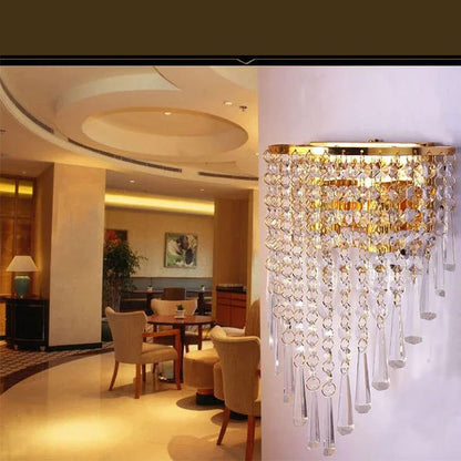 Elegant Gold Crystal Wall Light Fixture