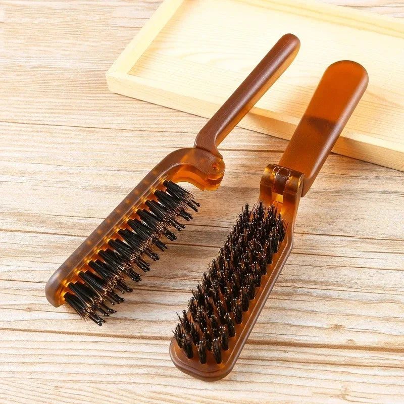 Portable Foldable Boar Bristle Hair Comb