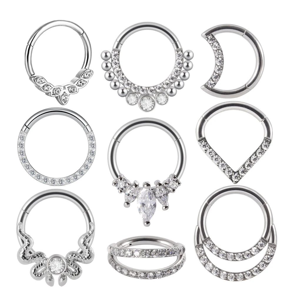 16G Surgical Steel Zircon Septum Clicker Jewelry