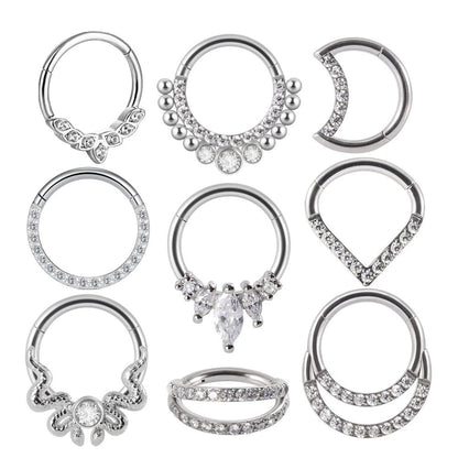 16G Surgical Steel Zircon Septum Clicker Jewelry