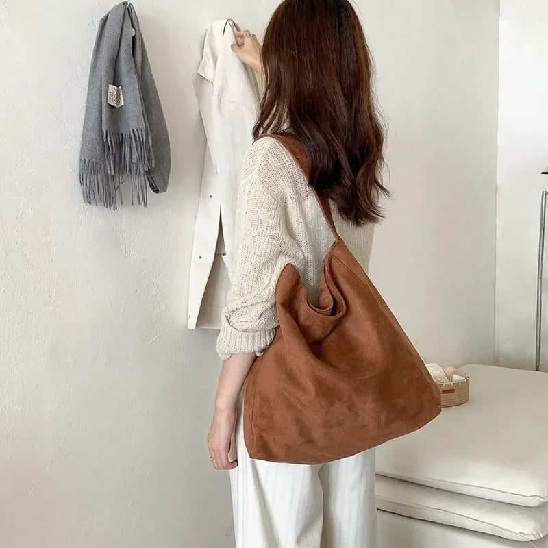 Elegant Khaki Suede Tote Bag for Women