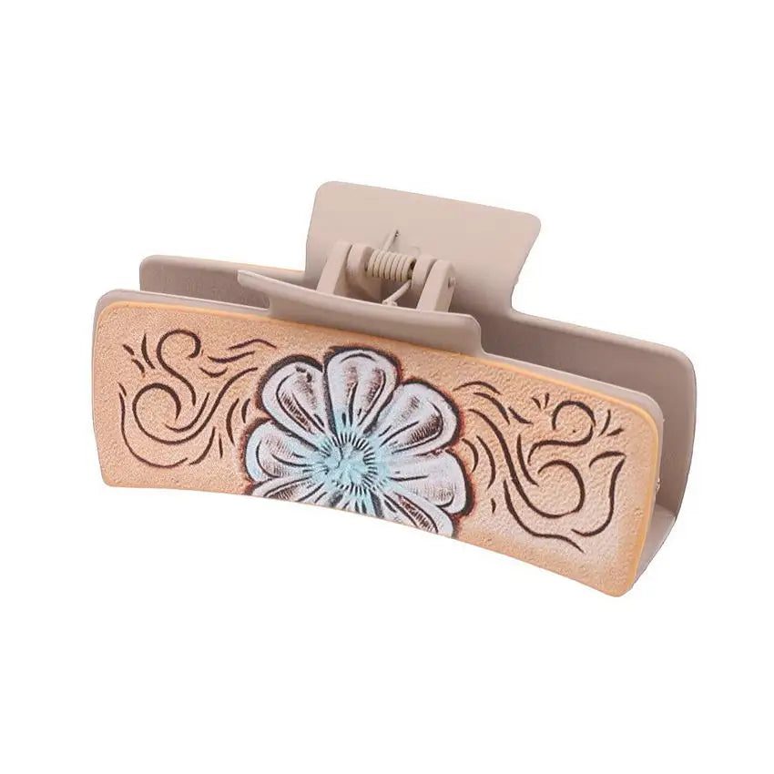 Western Hair Claw Clip with Sunflowers Cactus