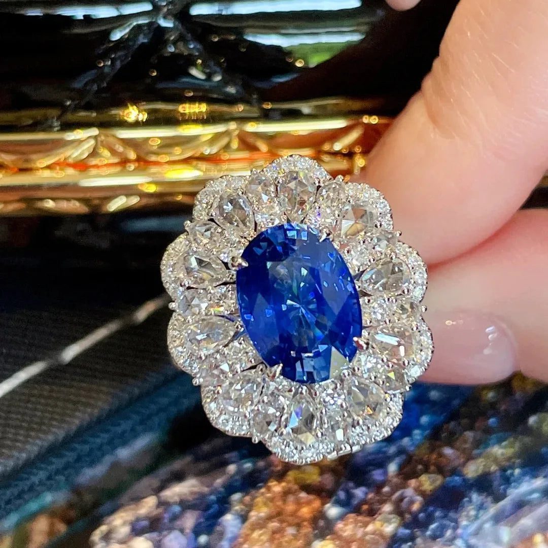 Elegant Blue Sapphire Sterling Silver Jewelry Set