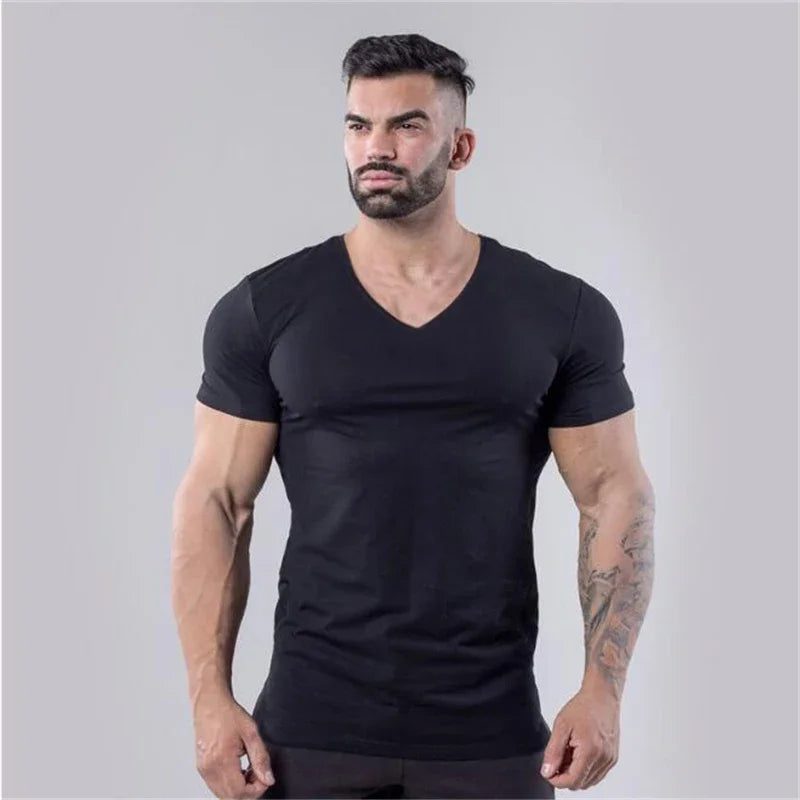 Men's Slim Fit V-Neck Cotton T-Shirt