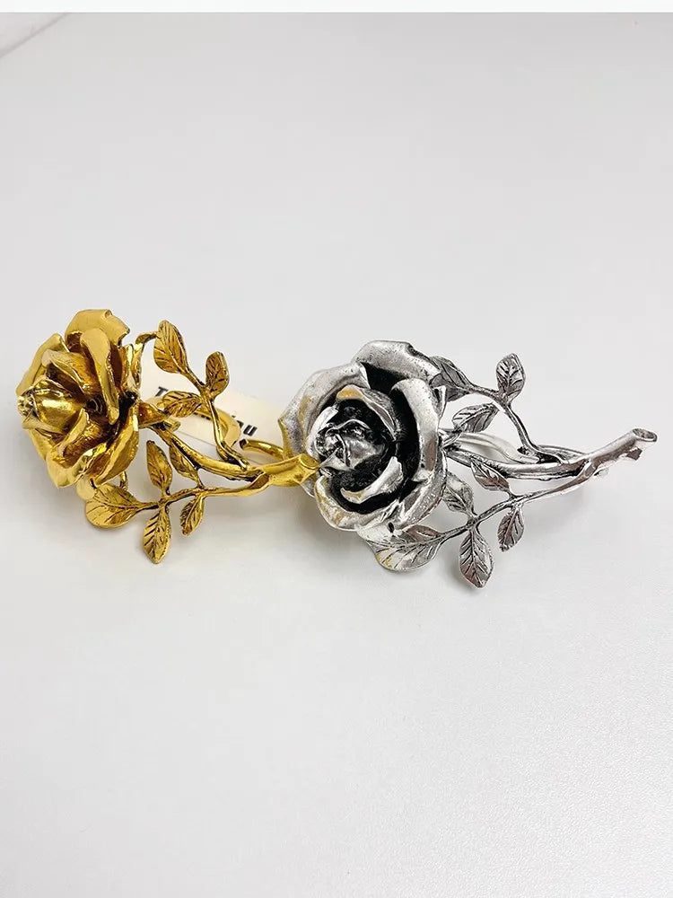 Vintage Metal Rose Open Rings for Women