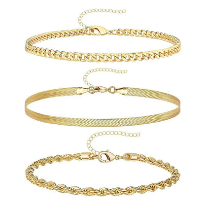 3Pcs Waterproof Stainless Steel Beach Anklet Set