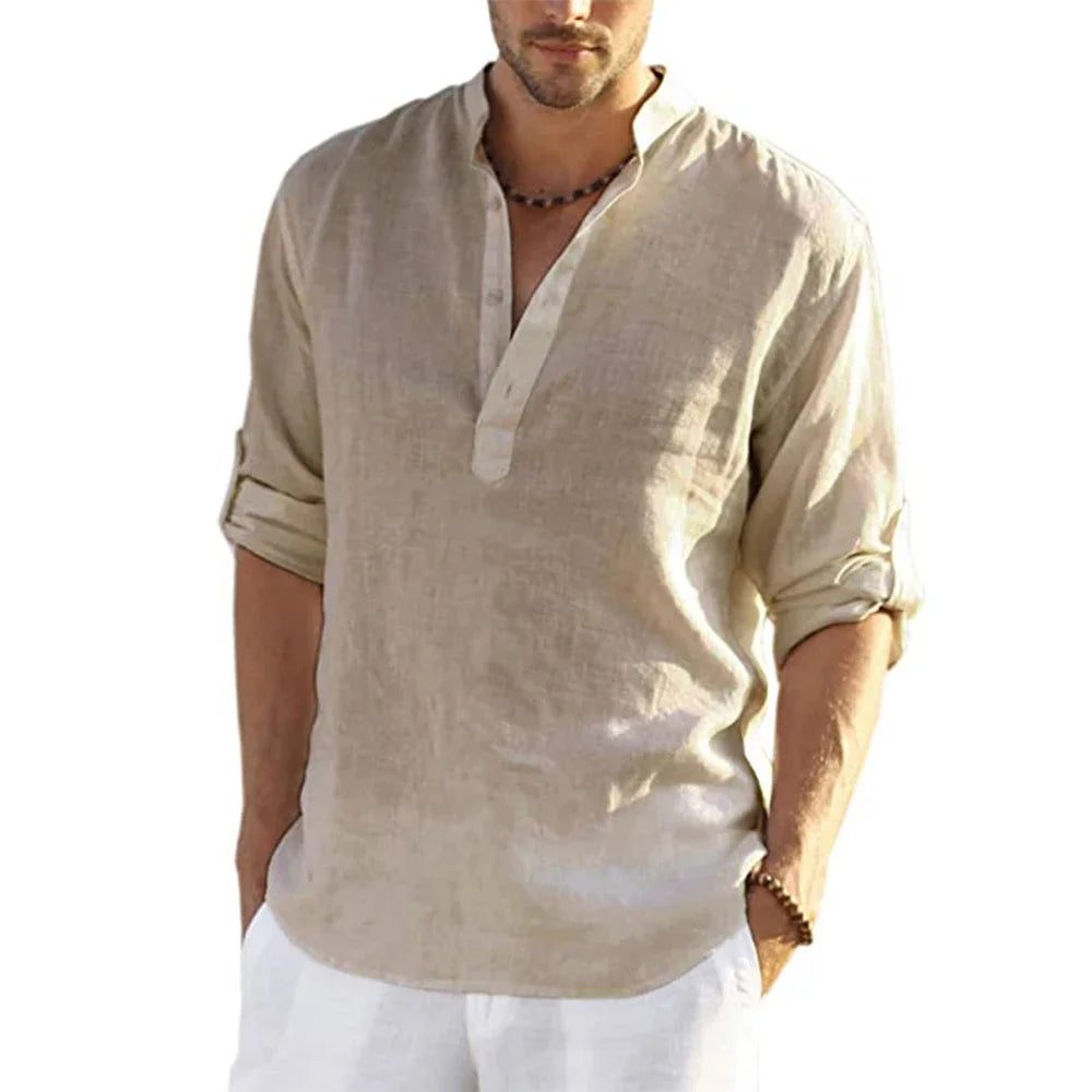 Men's Breathable Linen Long Sleeve Casual Shirt