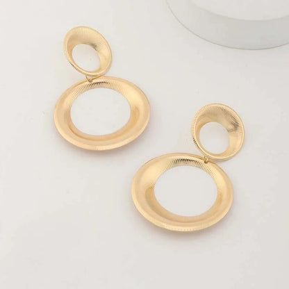 Vintage Gold Geometric Dangle Earrings for Women