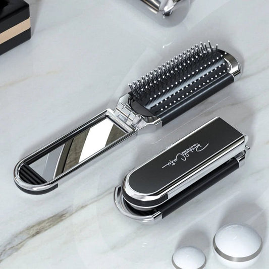 Portable Mini Hair Brush with Mirror