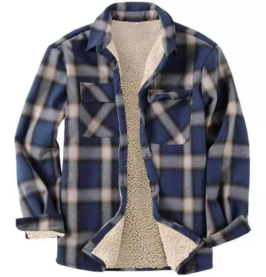 Men's Thick Quilted Flannel Shirt Jacket