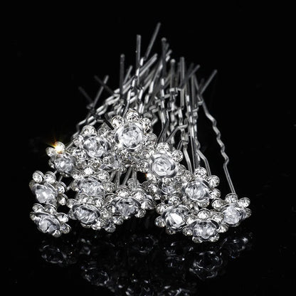 Elegant Floral Crystal Pearl Wedding Hairpin